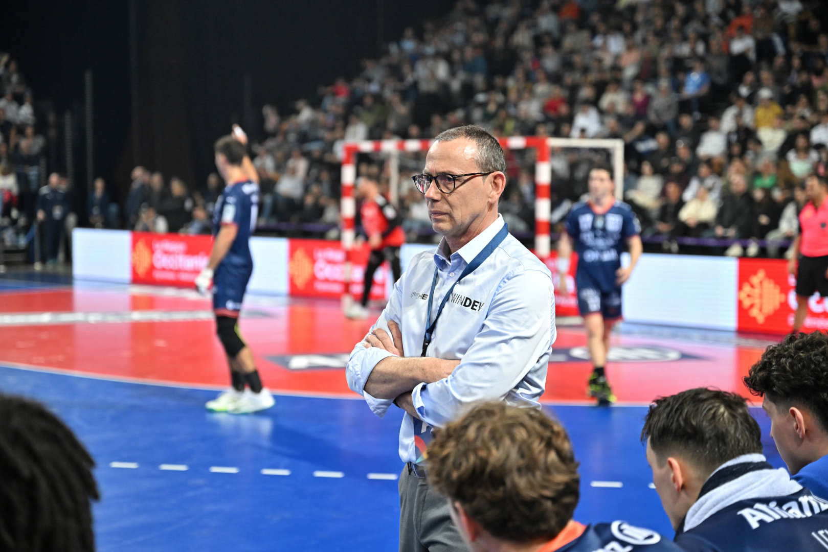 Patrice Canayer lors de son dernier match avec Montpellier à la Sud de France Arena