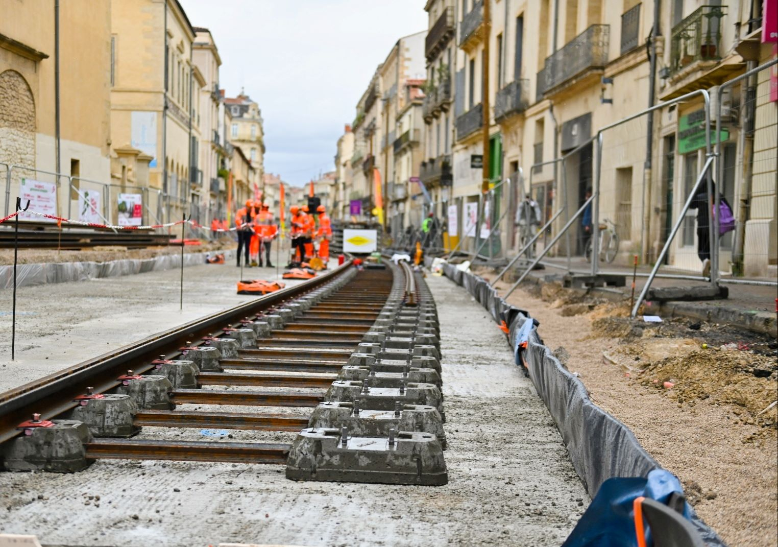 rails tram avenue Clemenceau Montpellier