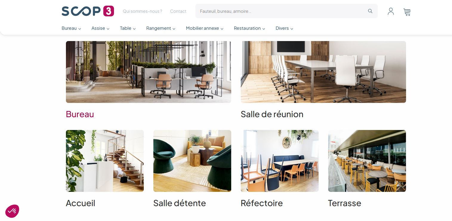 visuel d'écran et page d'accueil du site SCOP3