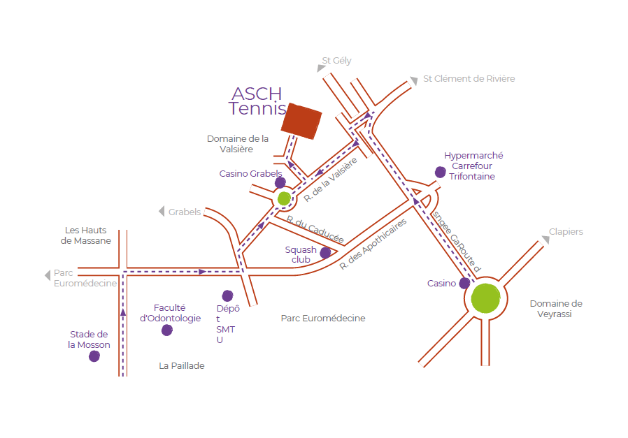 Plan d'accès à l'ASCH Tennis Padel