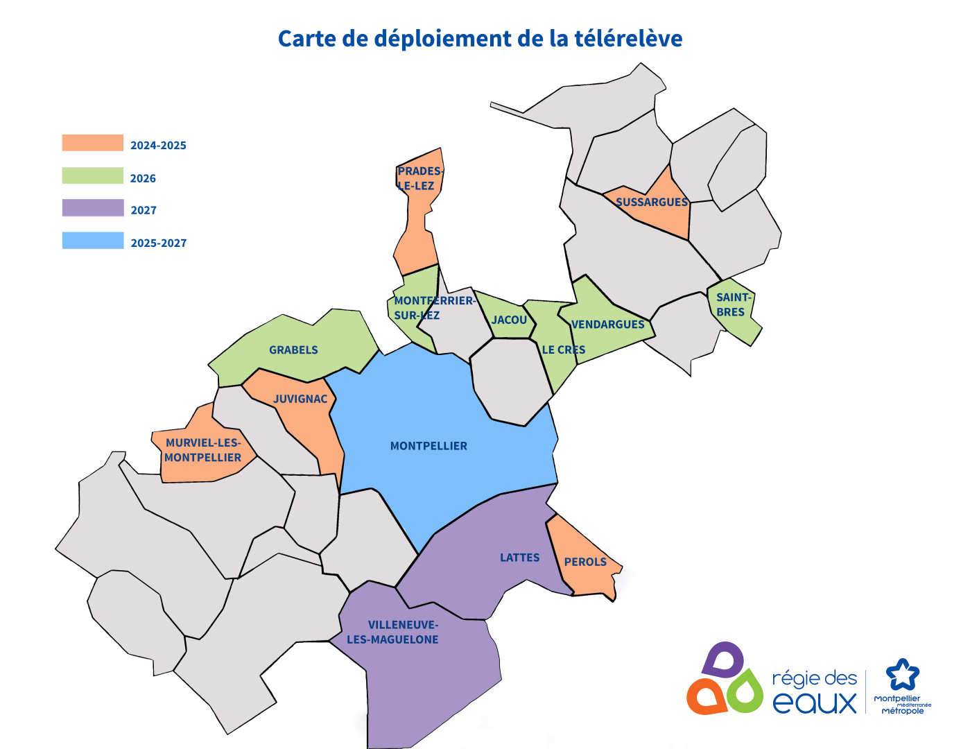 Carte du déploiement de la télérelève dans la métropole