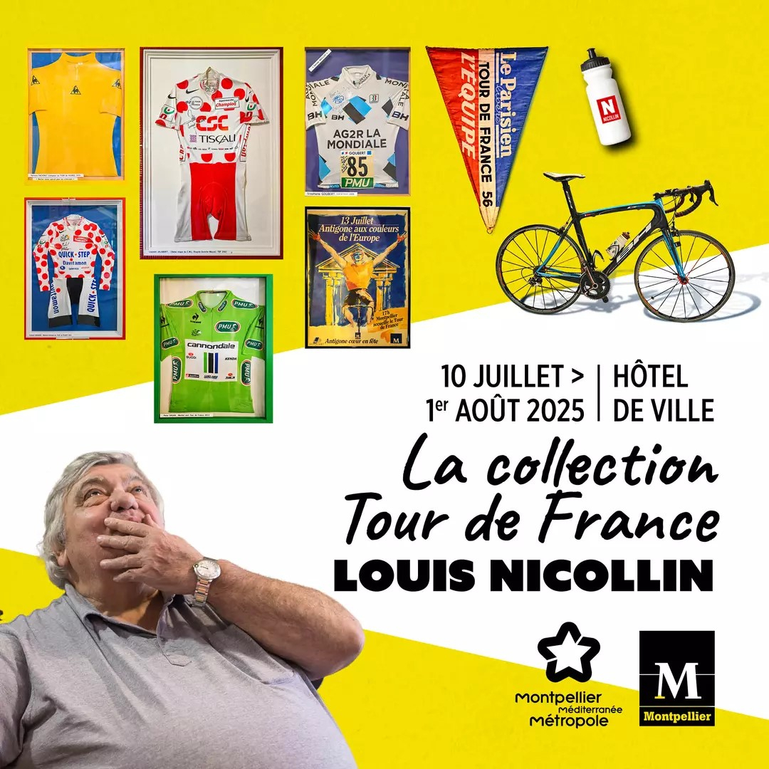 affiche de l'exposition La collection Tour de France de Louis Nicollin présentée à l'hôtel de ville 