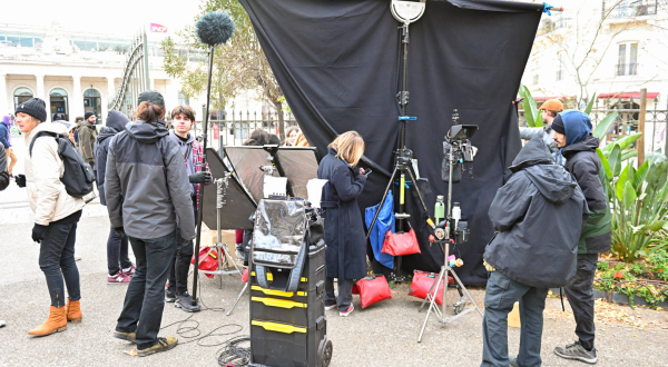 Tournage au square Planchon à Montpellier.